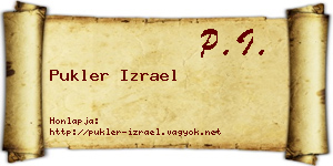 Pukler Izrael névjegykártya